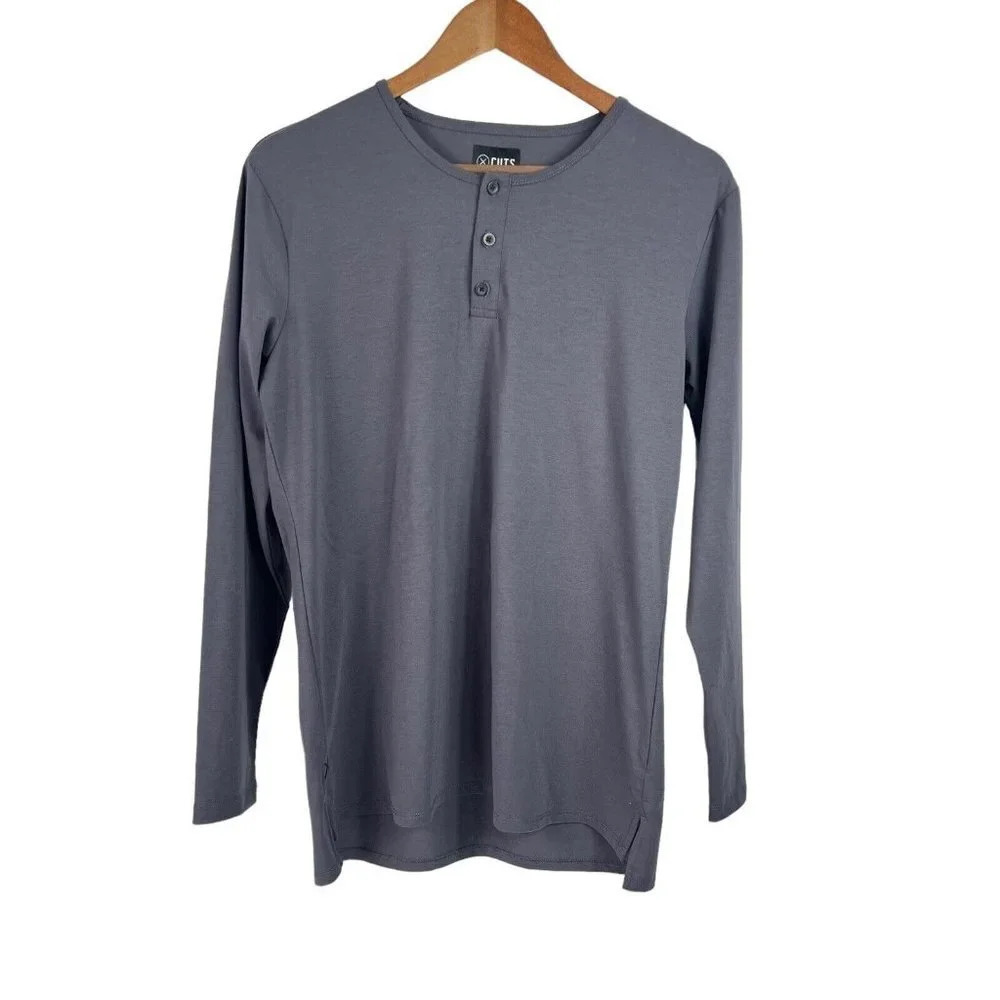 Cuts Clothing Pyca Pro Long Sleeve Henley Shirt Men’s Medium Purple Stretch